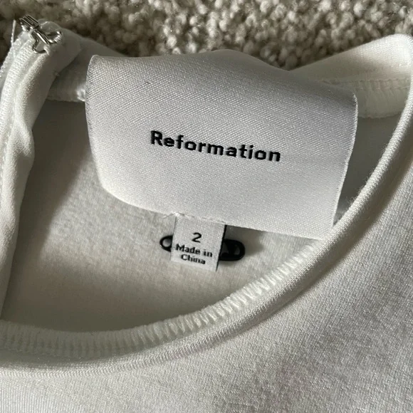 Reformation White Ribbed Sheath Dress - Picture 5 of 6